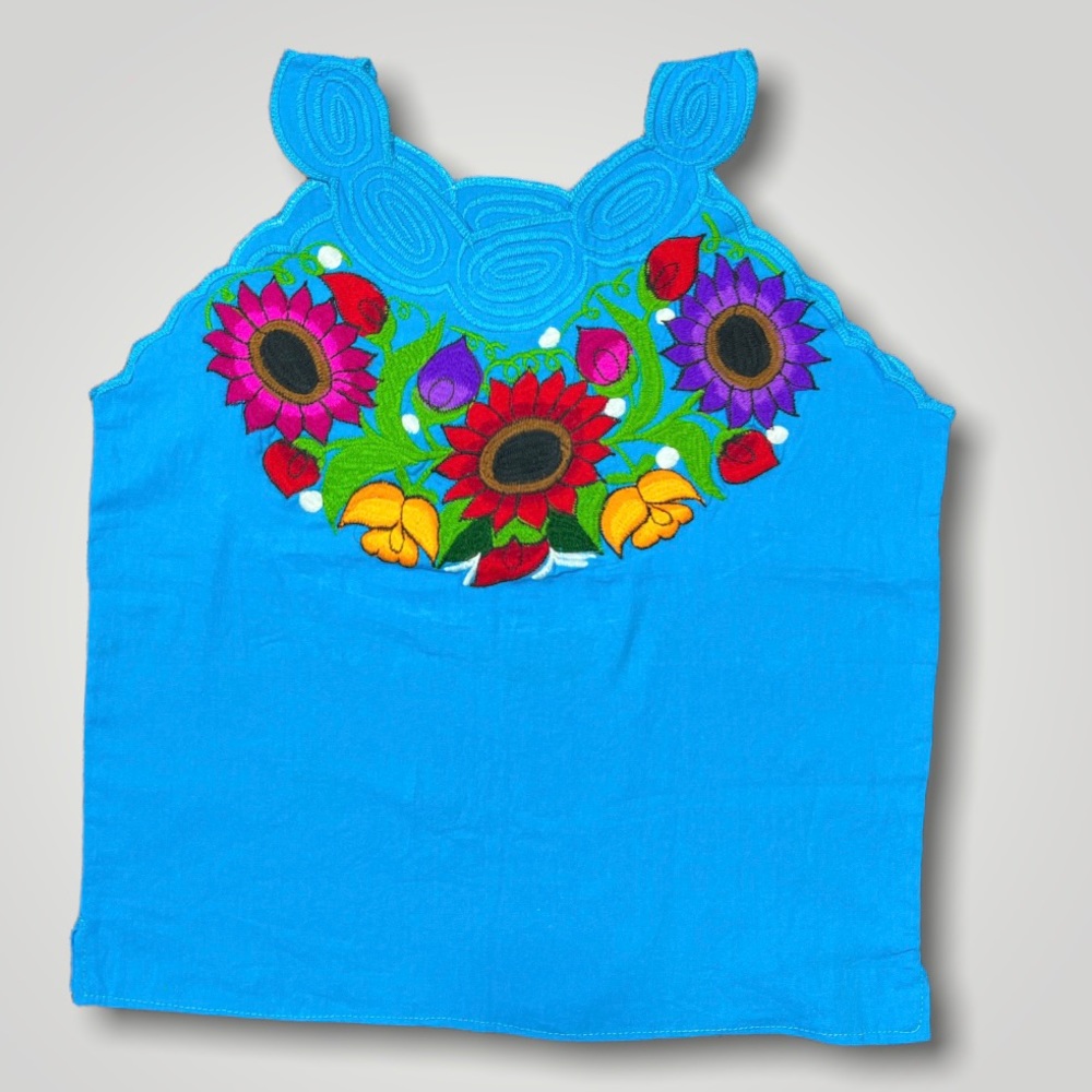 Women’s Embroidered HANDMADE Tank Top Blue
